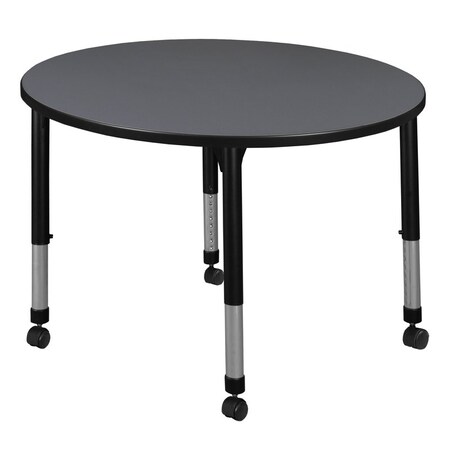 Regency Round Mobile Tables, 30 W, 30 L, 23-34 H, Wood, Metal, Grey TB30RNDGYAPCBK